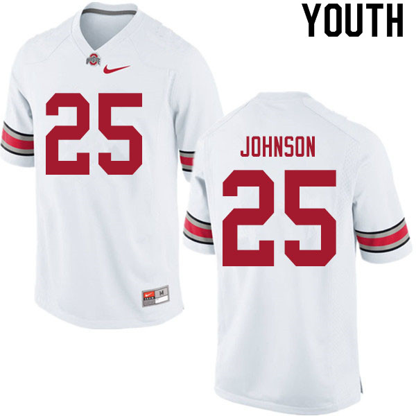 Ohio State Buckeyes Xavier Johnson Youth #25 White Authentic Stitched College Football Jersey